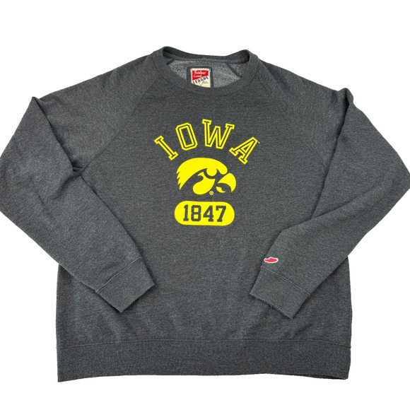 Iowa Hawkeyes Sweatshirt Gray Crew Neck Pullover Logo Big Ten Size Large 1847 - Picture 1 of 10
